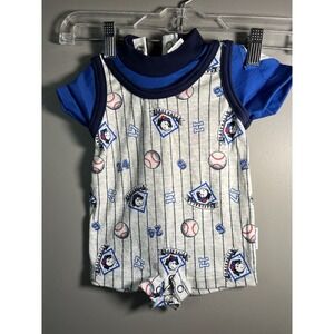 VTG Health Tex Big League Baseball Jumpsuit Romper Boys Size 3-6 Months